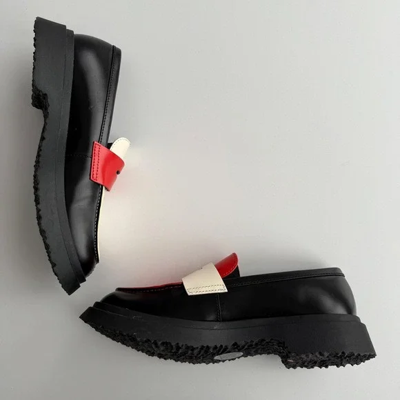 Camper NWOB Walden Twins Red White Black Slip On Chunky Penny Loafers EU 40 US 9 - Picture 3 of 8